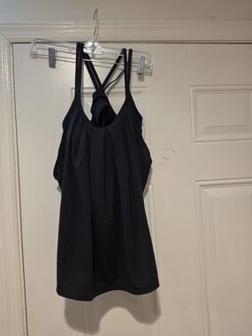 HALARA Black Strappy Tank with Knotted Back Detail